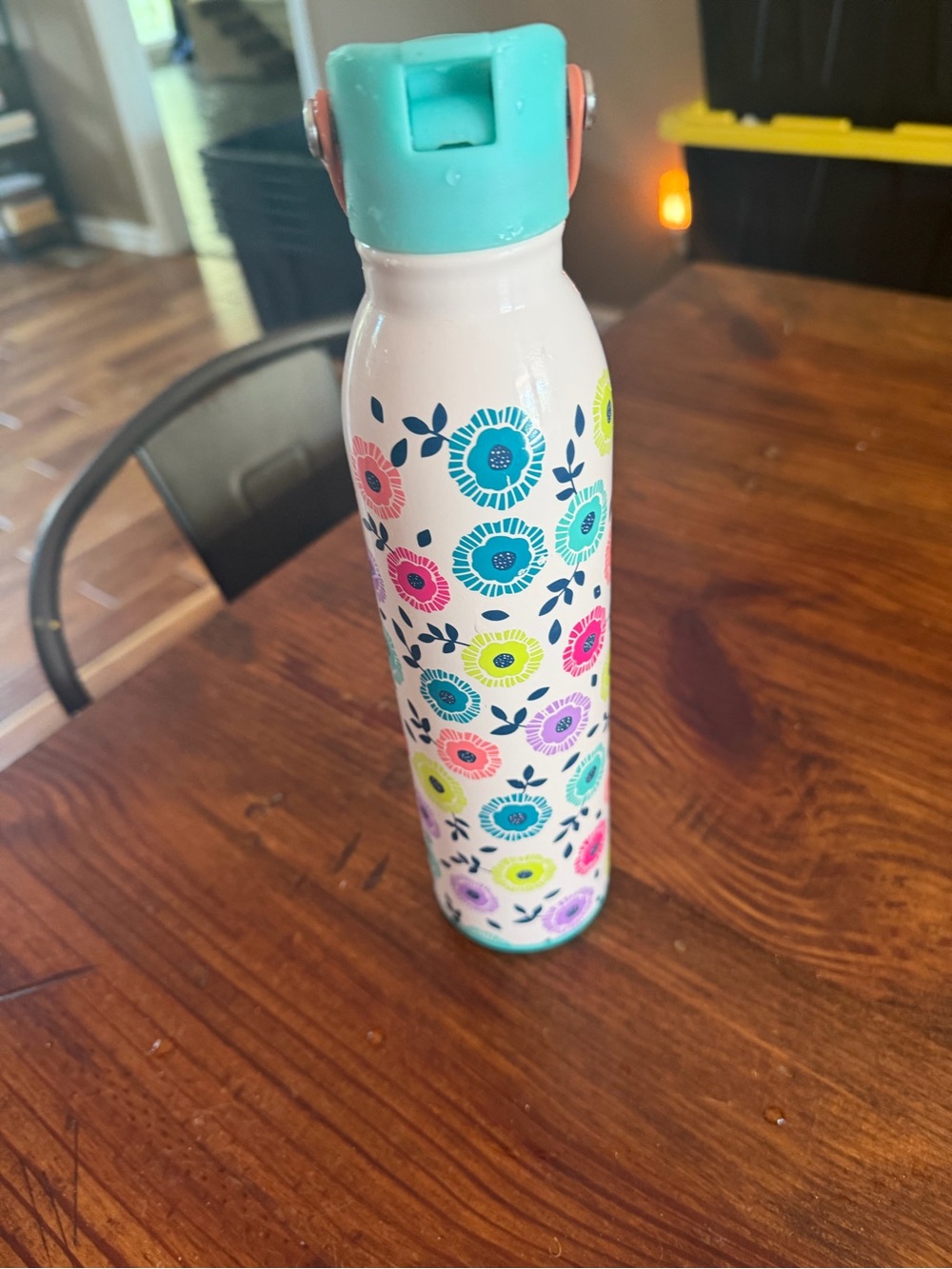 SWIG Floral Stainless Steel Water Bottle - Aqua Floral Design